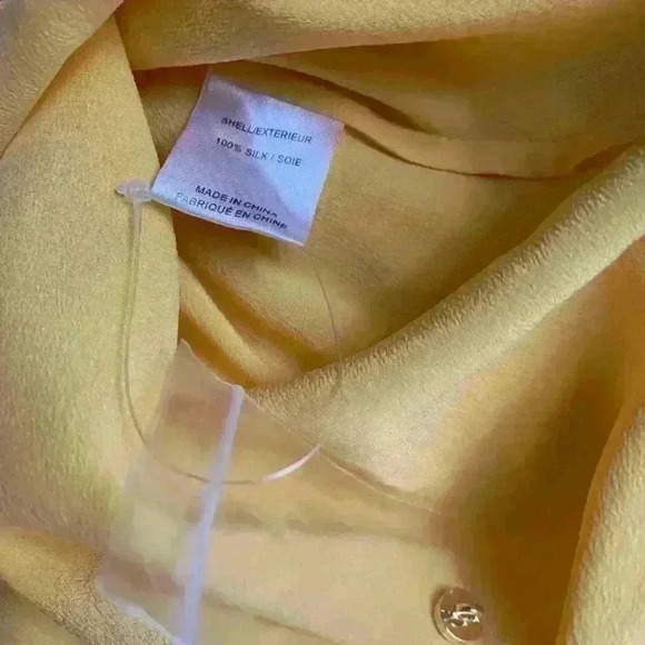 Haute Hippie 100% Silk Cold Shoulder Yellow Blouse Size Small NWT - Picture 7 of 7